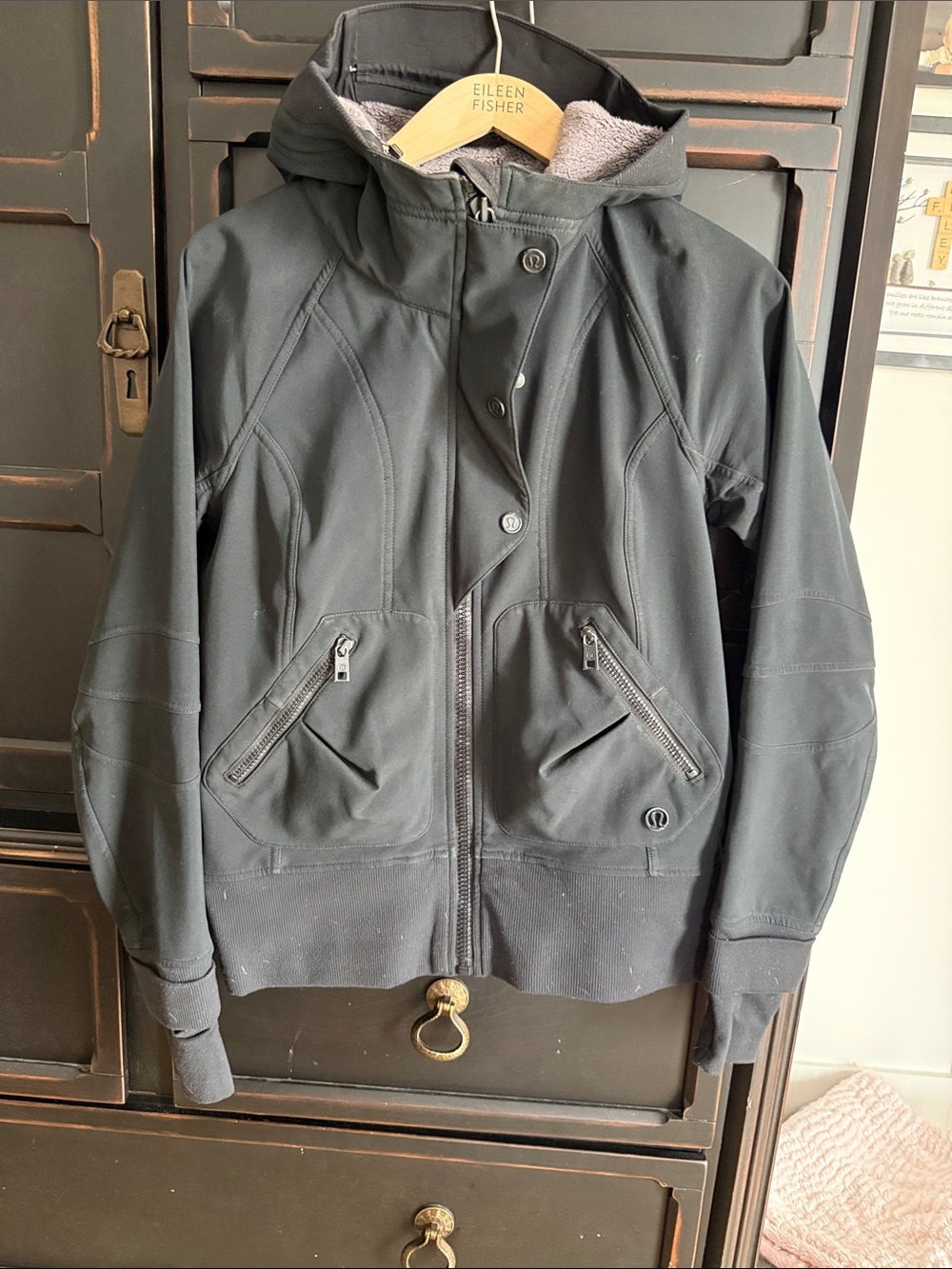 lululemon athletica Black Hooded Bomber Jacket